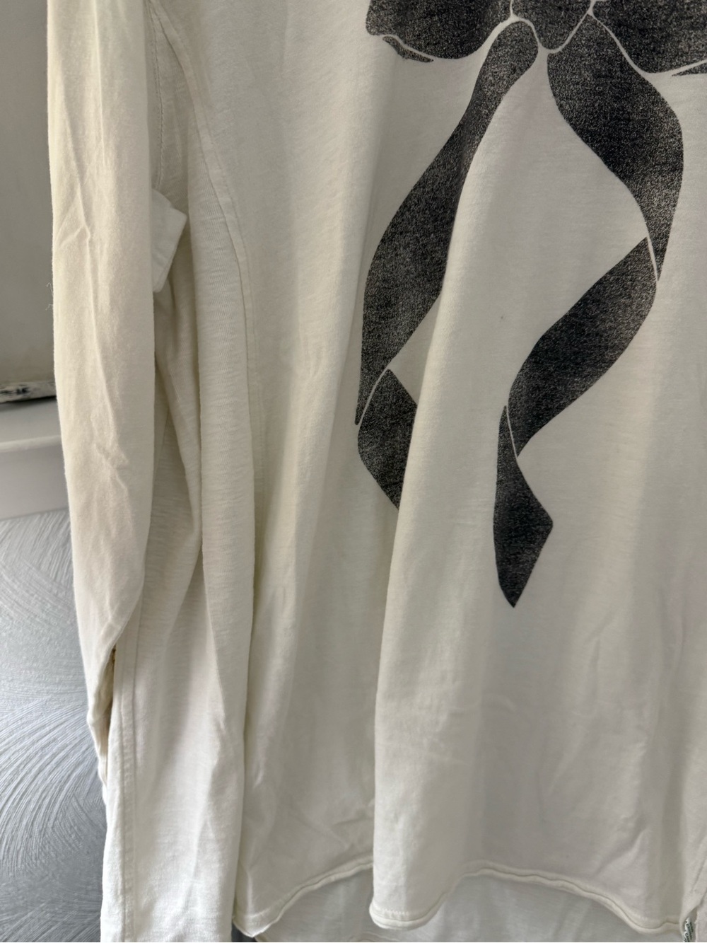 aerie Cream Ribbed-Neck Tee with Subtle Logo - Picture 8 of 16